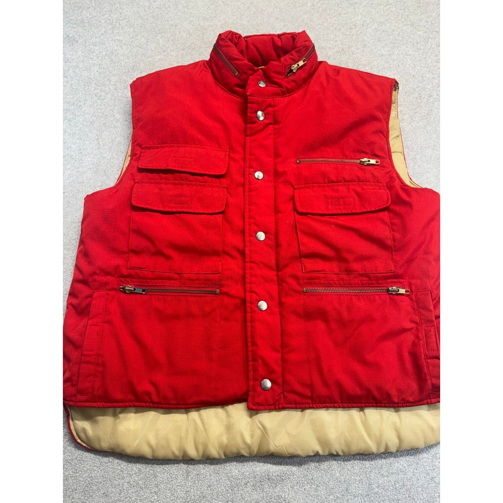 Vintage‎ 70s 80s Sears Fieldmaster Red Hunting Utility Vest Made Korea Mens L